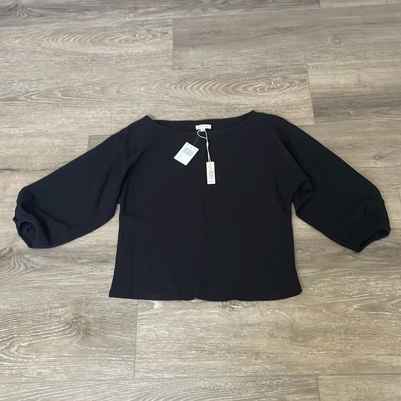 💟Max Studio black crinkle fabric, 3/4 sleeve blouse, NWT, Med - Picture 2 of 11